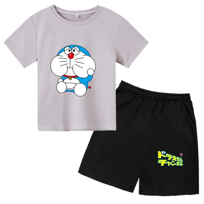 

Children's Clothes Anime Duo A Dream Printing T-shirt Girl Clothes Summer Boy Short-sleeved + Shorts 2-piece Cartoon Baby Suit