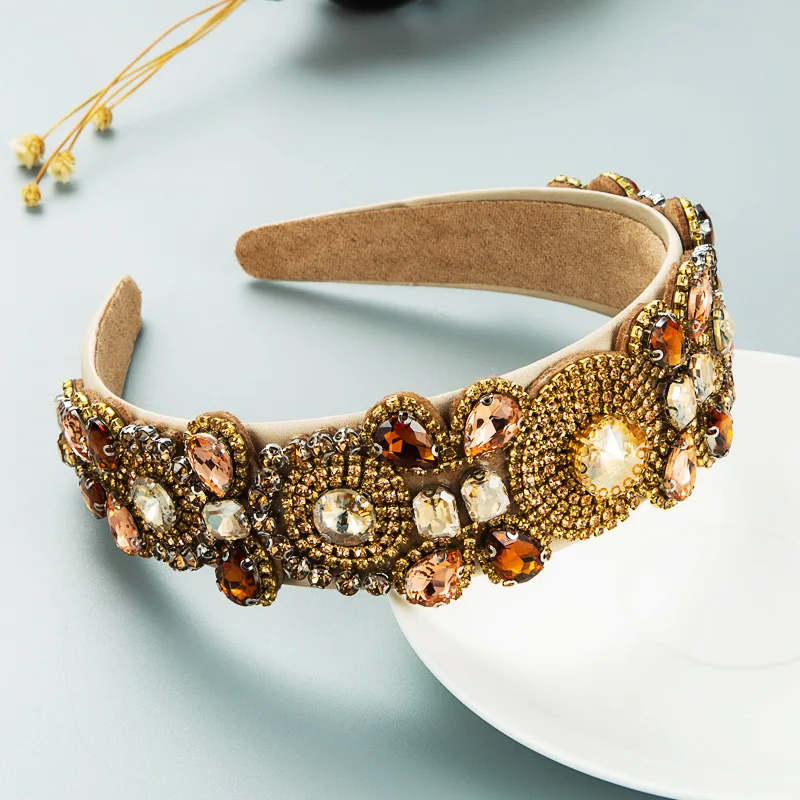 Роскошная блестящая повязка на голову в стиле барокко модные аксессуары для