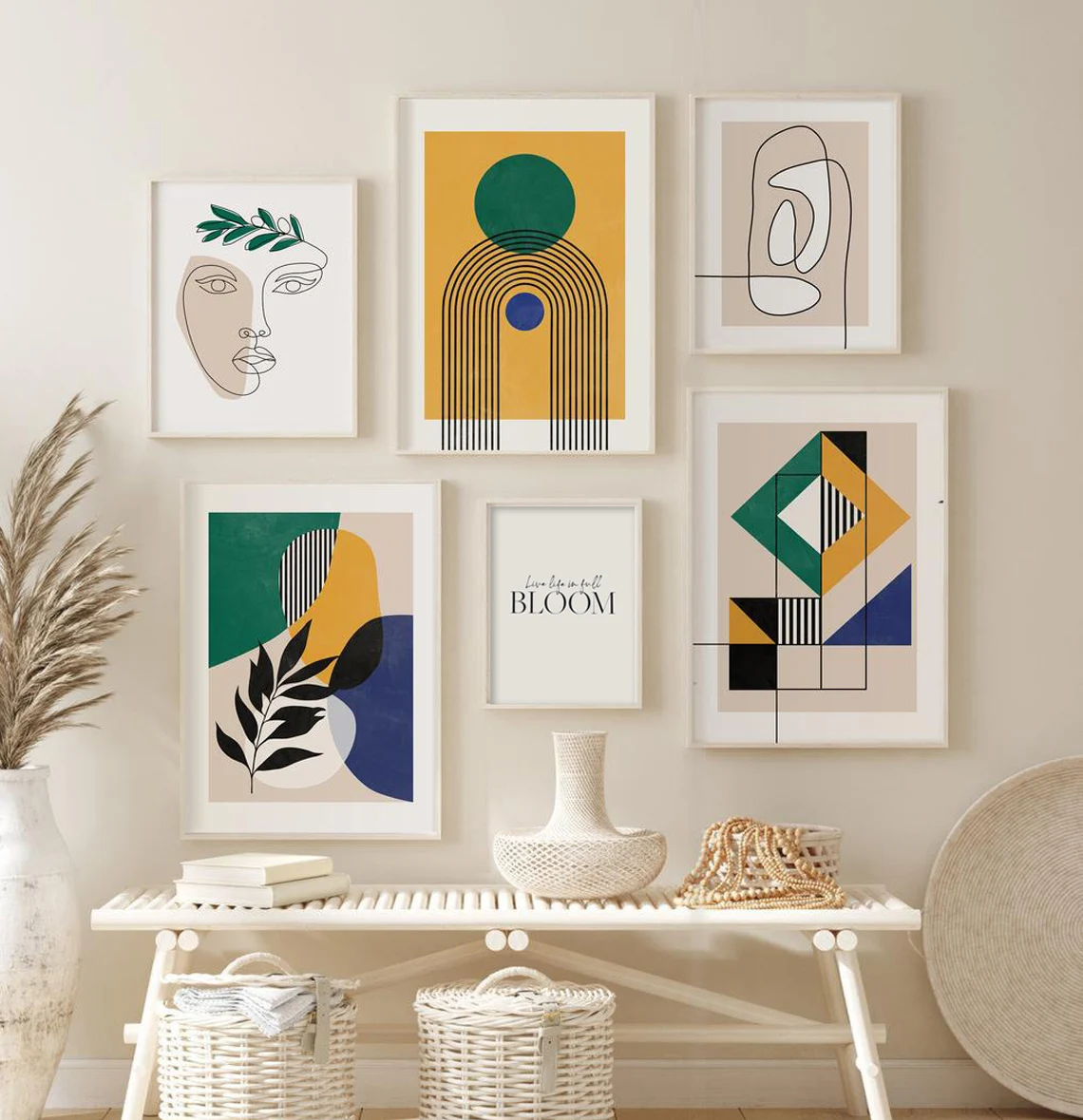 

Modern Colorful Rainbow Geometric Abstract Botanical Poster Canvas Paintings Wall Art Prints Pictures for Living Room Home Decor