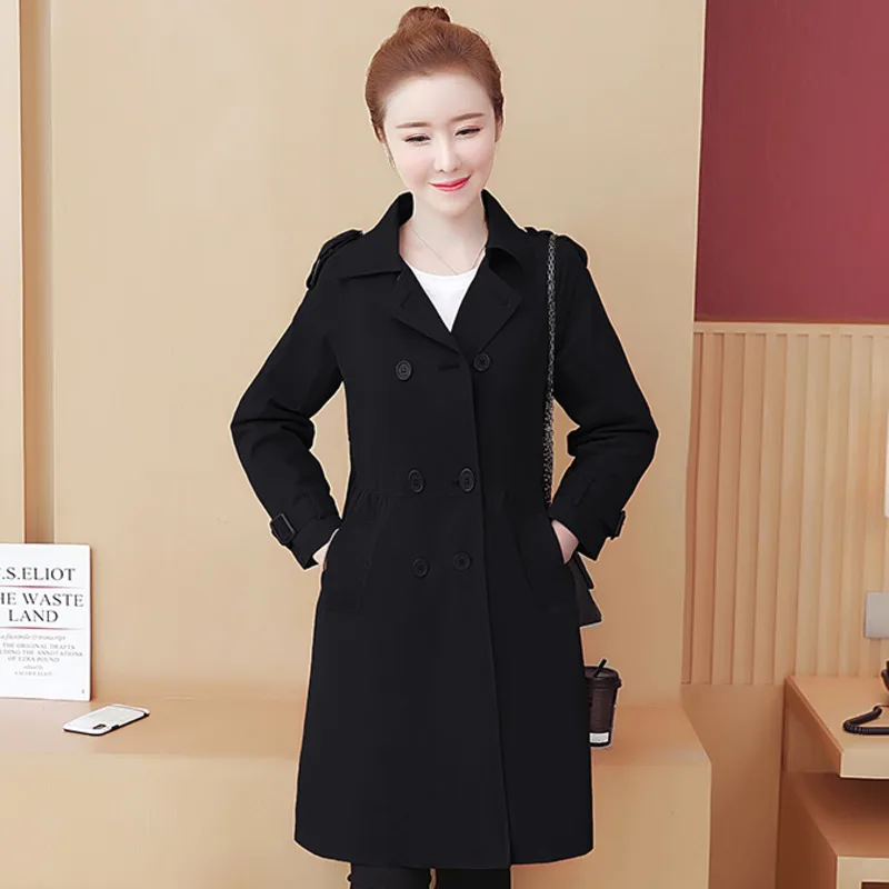 Корейское модное пальто для женщин двубортное женское элегантное офисное тонкий