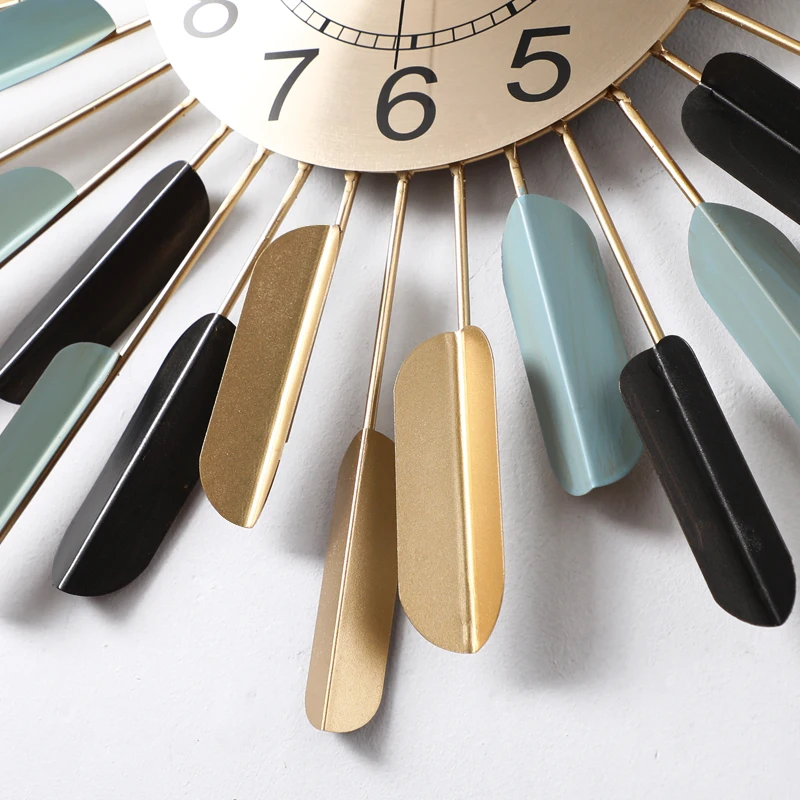 Wrought Iron Sun Shape Wall Clocks Hanging Crafts Decoration Home Livingroom Mural Ornaments Sticker | Дом и сад