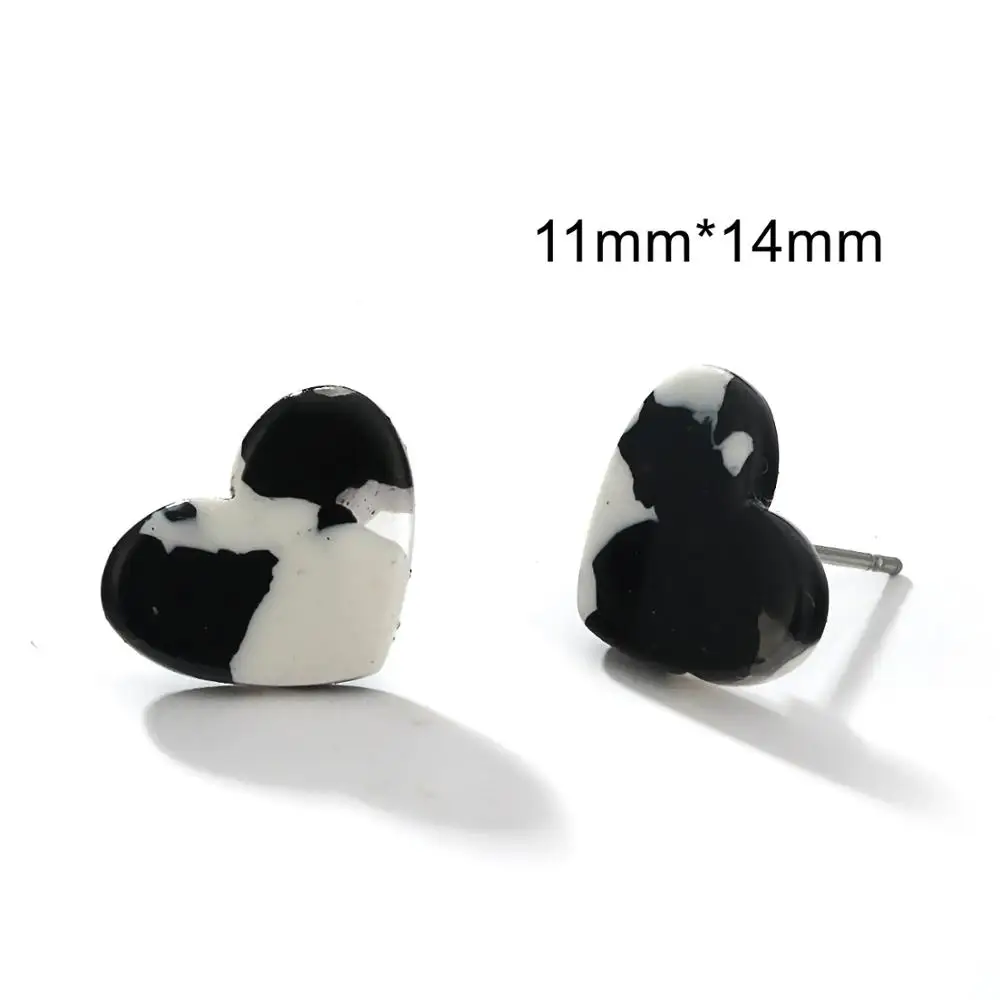 Винтажные маленькие серьги-гвоздики в форме сердца и Луны разноцветные