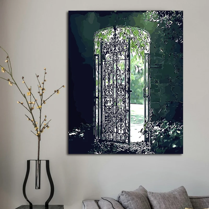 DIY картинки для раскраски по номерам с дверцей Картина Рисунок Рельеф Живопись в