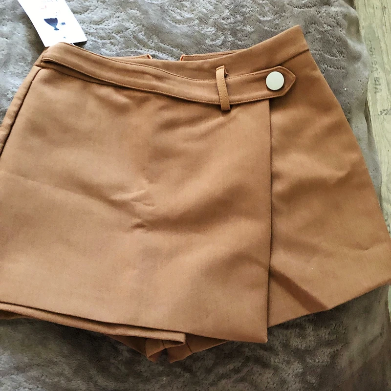 

Autumn Winter 2021 Women Shorts Irregular Wide Leg Skirts Shorts High Waist Casual Boots Shorts Pant Femme Mini Skirt Plus Size