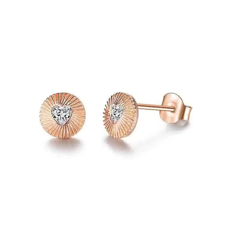 Rose Gold Hearts Оригинальные 925 пробы серебряные серьги-гвоздики в виде сердец Минни маленькие серьги с кристаллами для женщин подходят для подарка модные ювелирные изделия - Окраска металла: Rose Gold Hearts