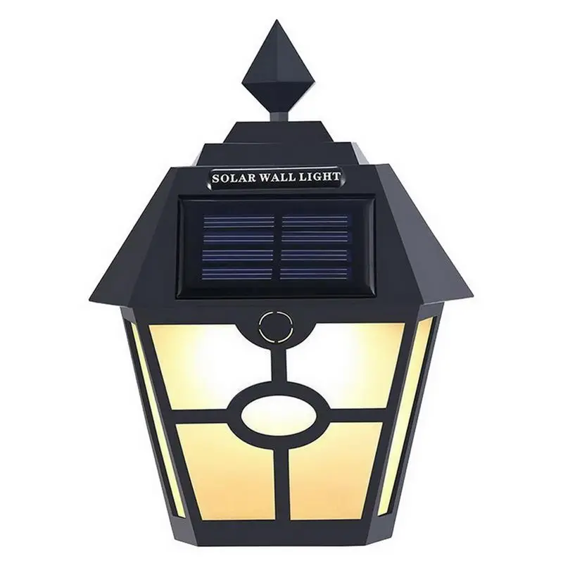 Black warm white lig Солнечный свет IP65 Настенный светильник Открытый Пейзаж лестничный Балконный сад украшение сада TSH магазин - Испускаемый цвет: Black warm white lig