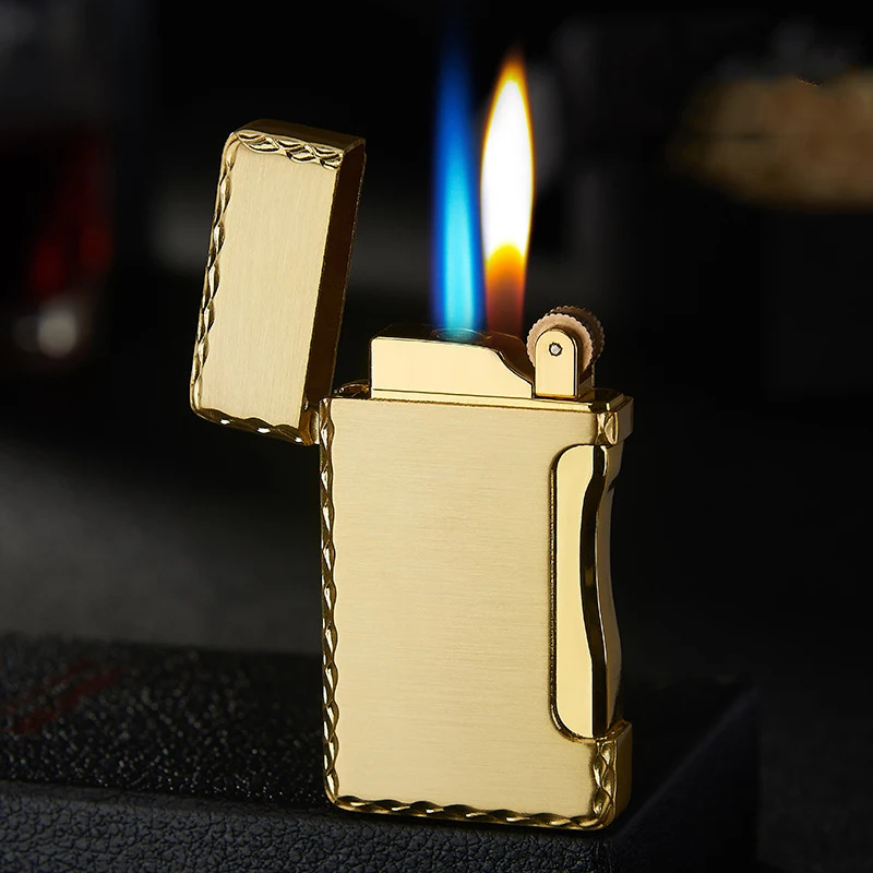 Две пламени Металлическая Зажигалка Факел турбо зажигалка газовая сигарета