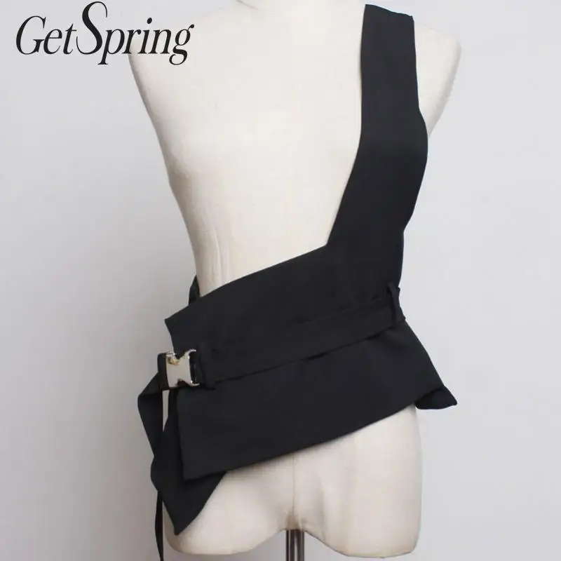 GetSpring женский пояс на одно плечо асимметричный черный корсет широкий