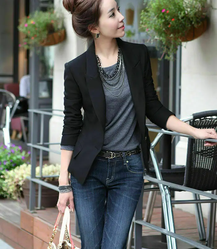 

Black Jacket Plus Size Women Jackets Slim OL Workwear Blaser Fashion Formal Casual Slim Lady Officewear Coat Jacket
