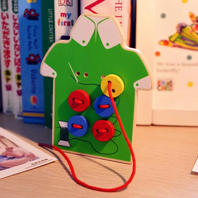 

Kids Montessori Educational Toys Children Beads Lacing Board Wooden Toys