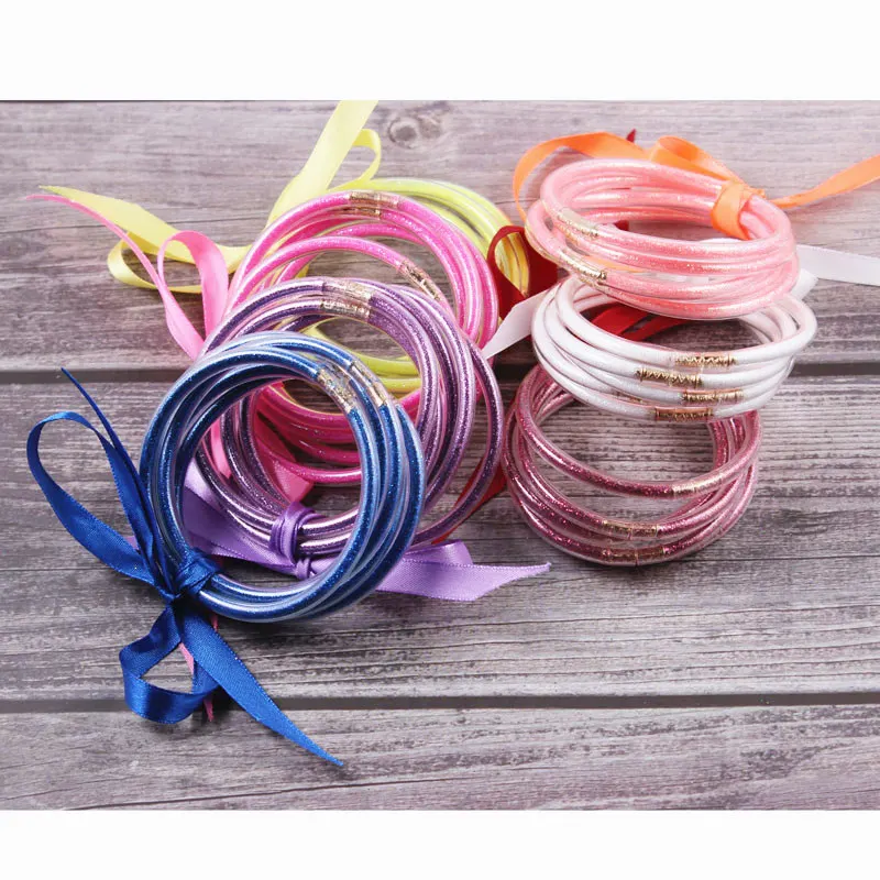 Новейший Модный Блестящий Набор браслетов с блестящими вставками силиконовый