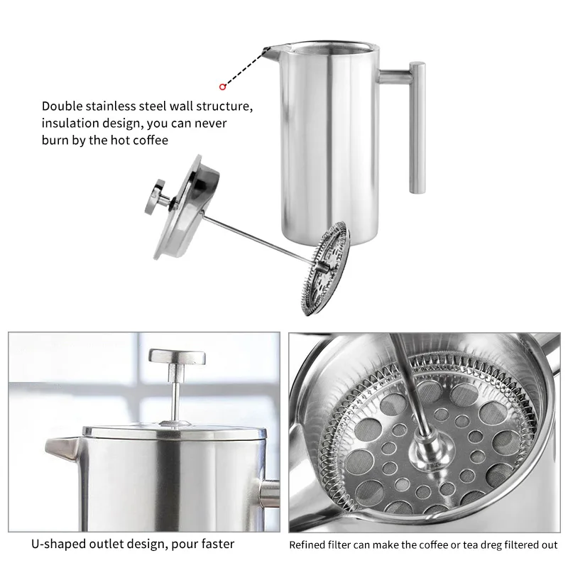 Пресс для кофейного чая из нержавеющей стали с фильтром измельчитель кувшин
