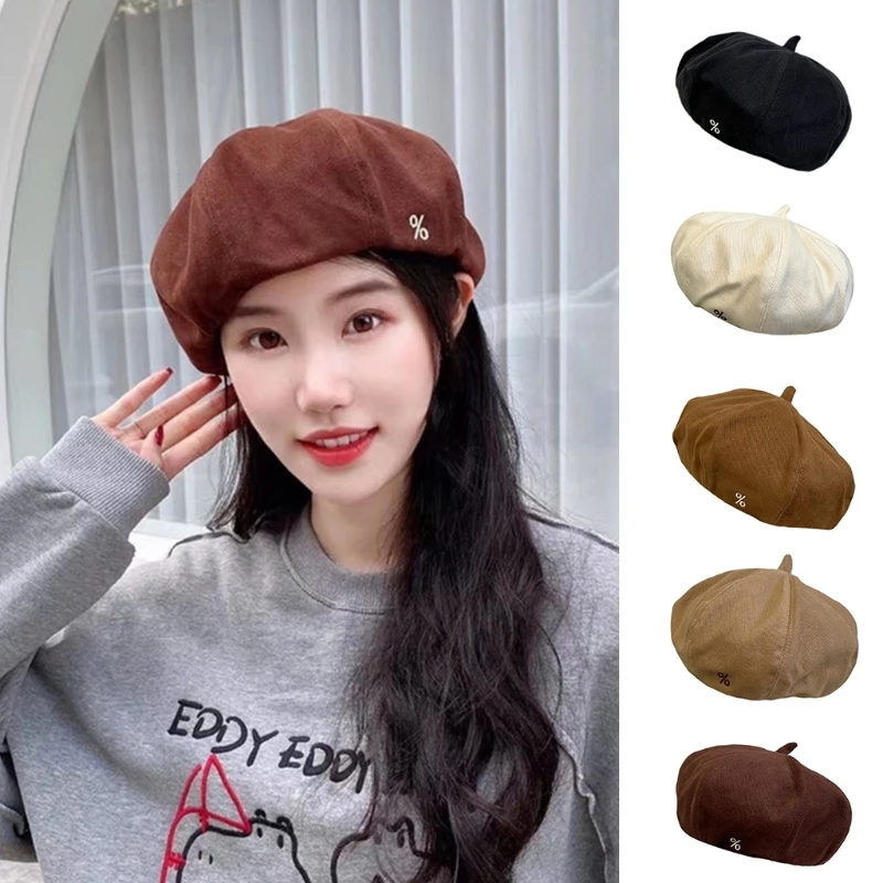 

Fashion Solid Color Cabbie Artist Hat Outdoor Leisure Black Solid Color Hats Vintage Beret Warm Octagonal Hat Unisex
