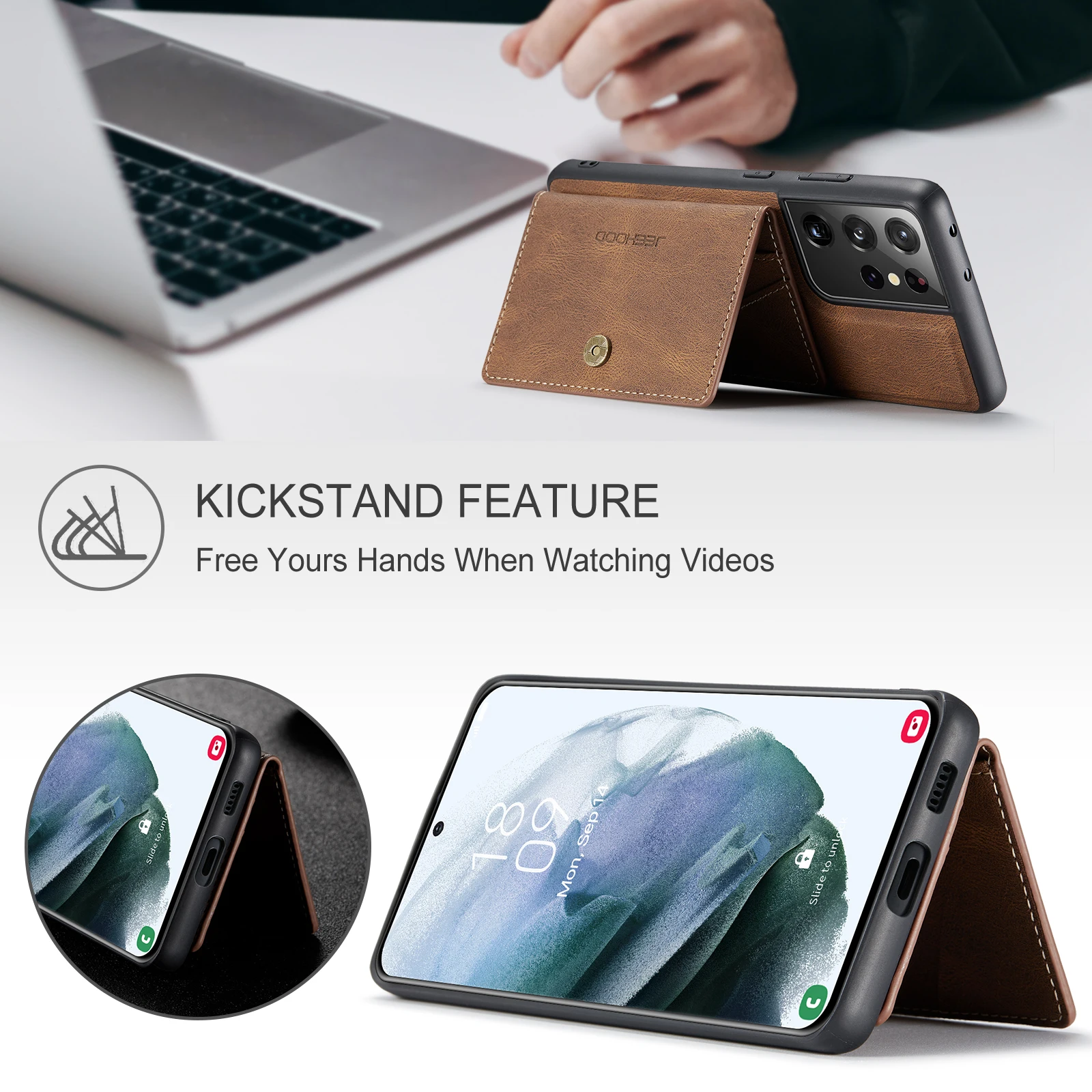 

for Samsung Galaxy S21 S20 Ultra S21 FE Leather Case with Magnetic Wallet Leather Small Wallet in Kickstand Card Holder Cover