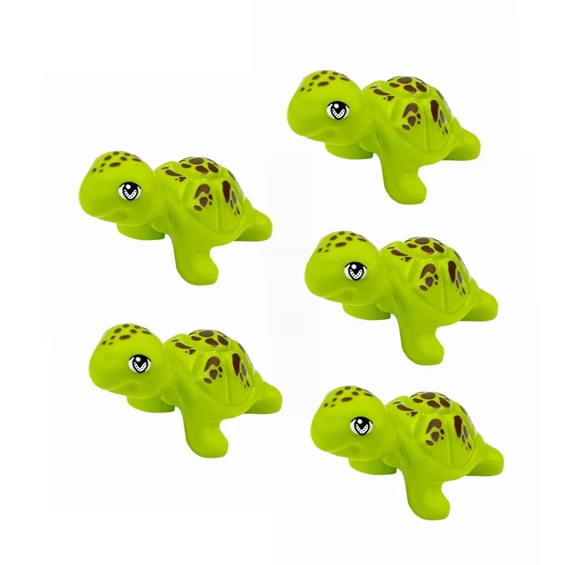  Assembled Sea Ocean World Cities Building Blocks City Animals 5 Pcs Baby Turtles Two Colors Cute Educational Toys For Children |