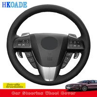 customize diy genuine leather car steering wheel cover for mazda 3 2011 2015 cx 7 cx 9 mazda 5 2011 2012 2013 car interior
