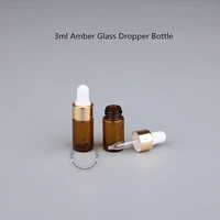 100pcslot wholesale 3ml amber glass dropper bottle jar with pipette cosmetic vial mini perfume essential oil sample case