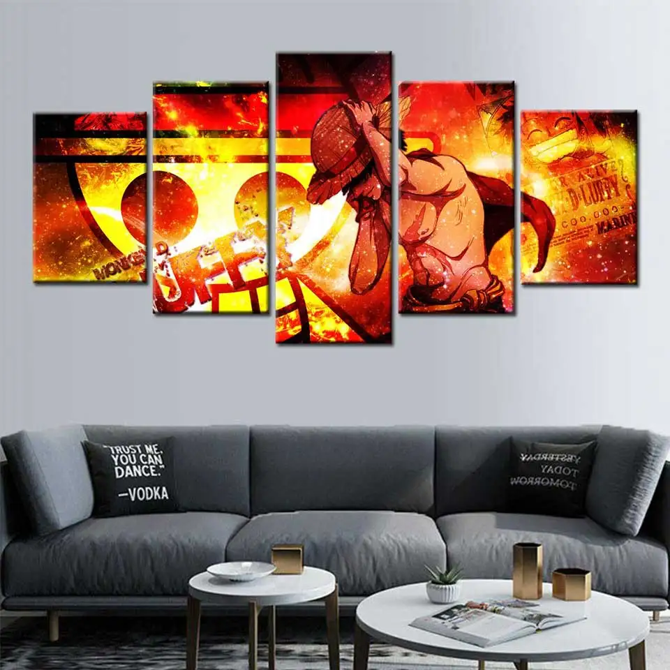 

Luffy Oil Painting Anime Artwork One Piece Canvas Art Paint Wallpaper Wall Stickers Home Decor Japanese Animation Painting Decor