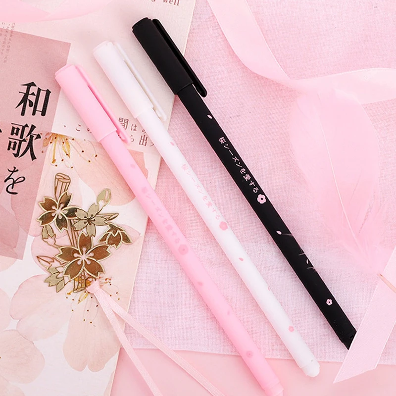 3 Colors 3 шт японская вишневая розовая гелевая ручка Kawaii креативные ручки для письма для девочек Подарки офисные канцелярские принадлежности Школьные принадлежности - Цвет: 3 Colors