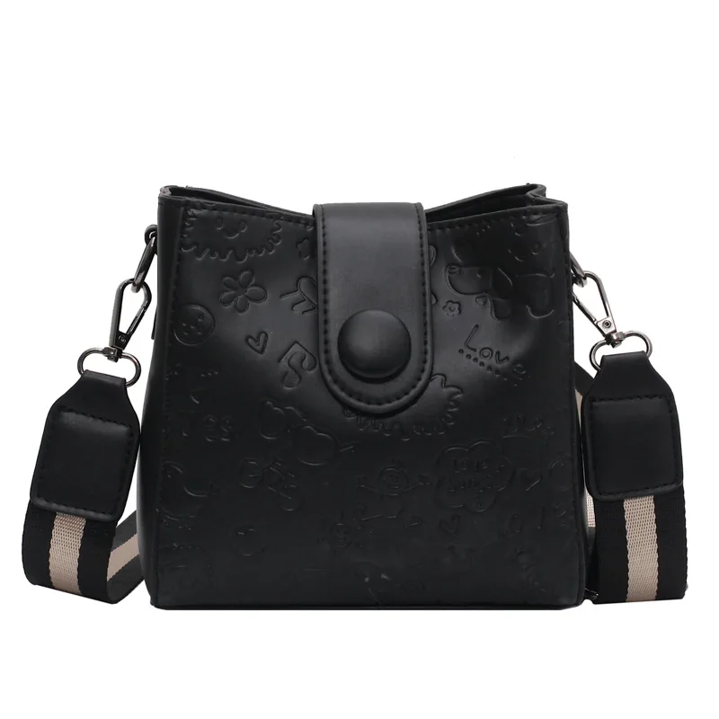 

Textured mini bag women new trendy fashion autumn and winter western style bucket bag wild single shoulder messenger female bag