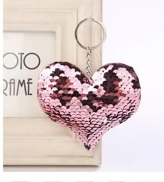 

10pcs/lot lovely style woman sequined heart butterfly keychain female heart butterfly key ring 4colors