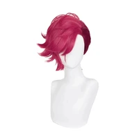 game lol arcane vi cosplay wig vi 30cm deep rose short heat resistant synthetic hair woman and man role play wigs