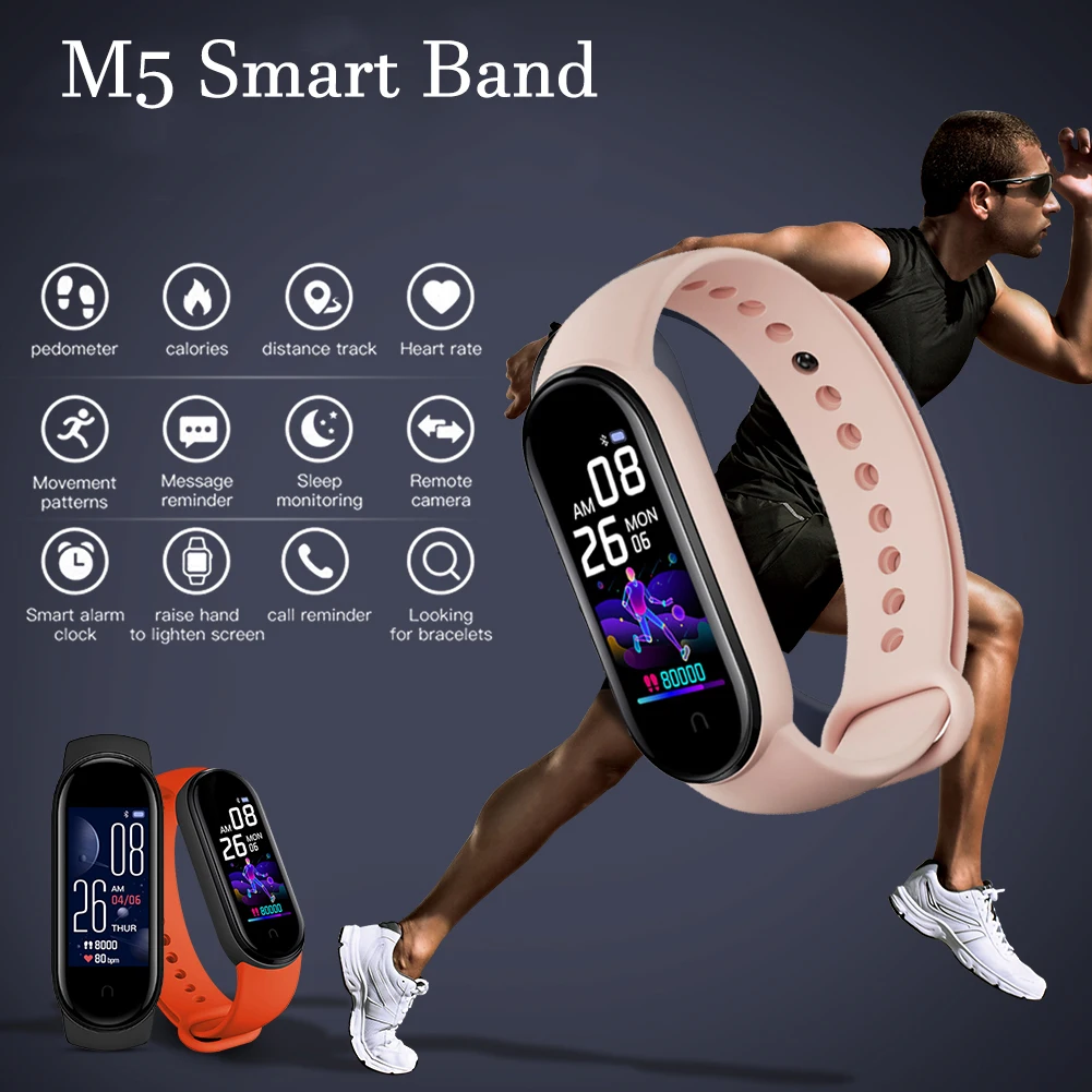 

Smart Bracelet M5 Heart Rate Monitor LED Color Screen Men's And Women's Sports Fitness Watch Call Information Reminder