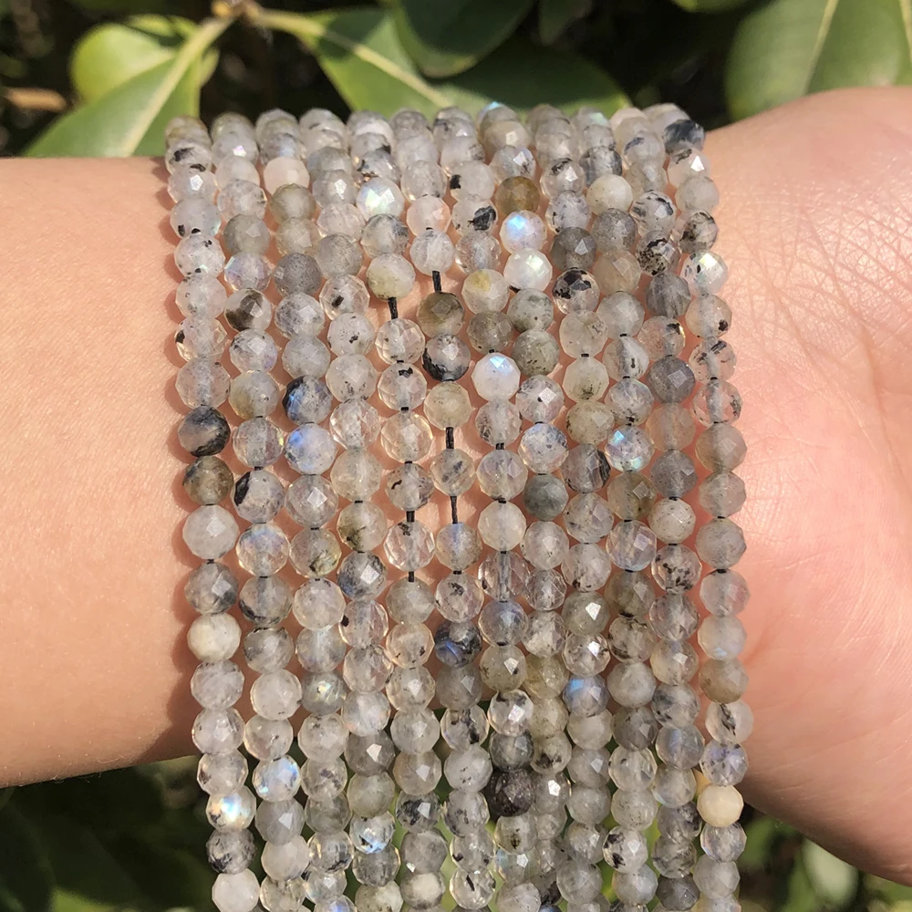 

2/3/4 мм натуральный граненый лабрадорит камень браслет разделители для ожерелий бусины для изготовления ювелирных изделий, аксессуары Findings,...