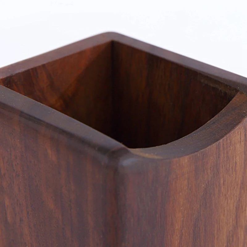 

PPYY-Multi-Function Square Walnut Wood Pen Holder Makeup Brushes Tools Cup Holder Case Creative Office School Desktop Storage Ca