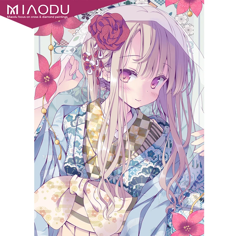 

5d Diamond Painting Japanese Anime Cute Kimono Girl Stitch Rhinestone Mosaic Handmade Resin Diy Mosaic Home Art Wall Decor