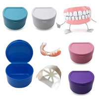 denture bath box case dental false teeth storage box with hanging net container denture case oral hygiene supplies organizer