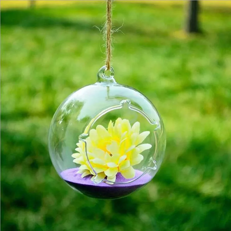 

12pcs/pack Diameter=10cm Flower Shaped Open Hanging Terrarium Vase Home Decorative Handmade Wedding Friend Gift China Supplier