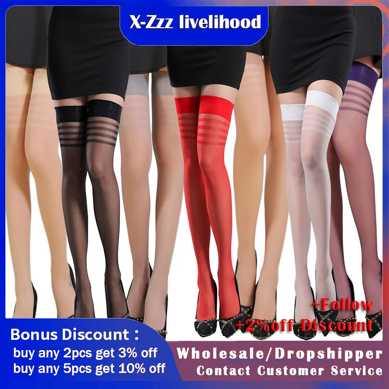 

Женские прозрачные сексуальные чулки, кружевные чулки выше бедра, чулки выше колена, колготки для ночного клуба до 60 кг