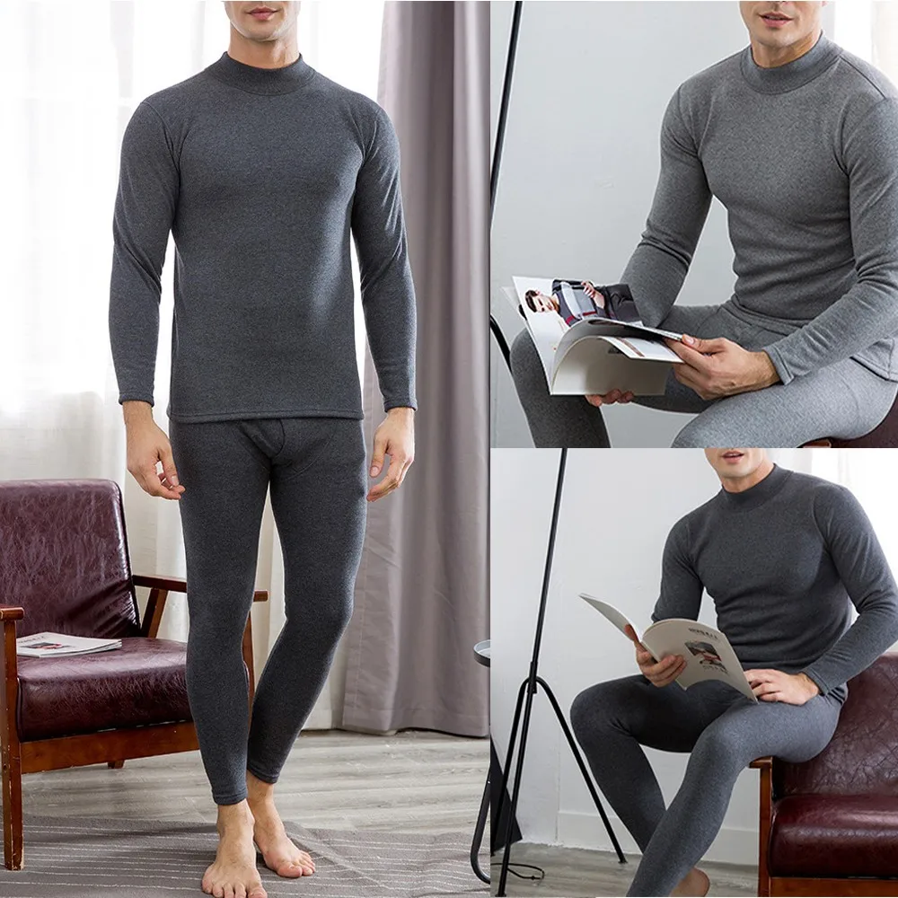 

Fashion Men's High-neck Thermal Underwear Set Autumn Clothes Long Trousers Winter Quick Drying Warm SlimBase Suit Keep Warm NEW