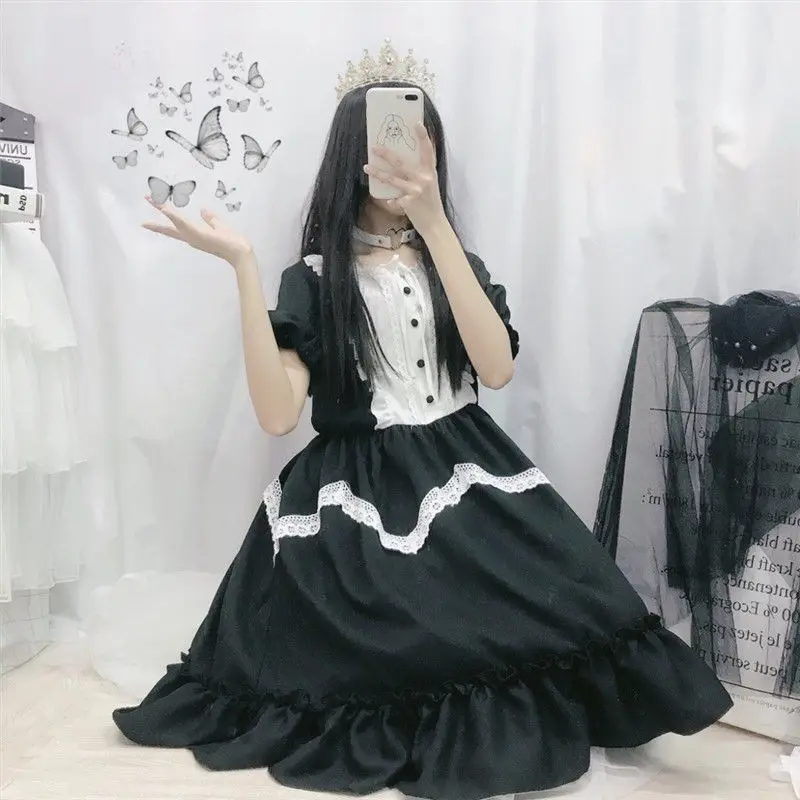 

MAGOGO Daily Lolita OP Dress Japanese Soft Sister Girl Female Classical Lantern Sleeve Dress
