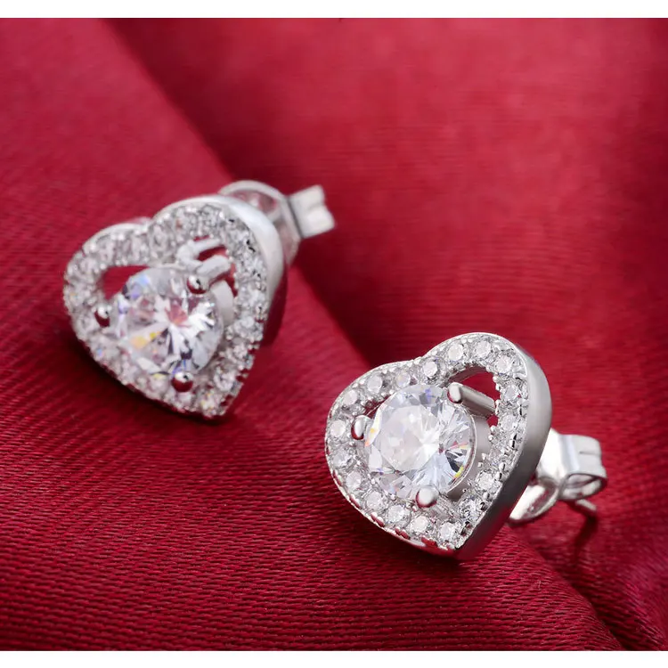 

real 925 Sterling Silver AAA Zircon stud Earring for women Brinco fashion trendy gift wedding Valentine's Day jewelry E710