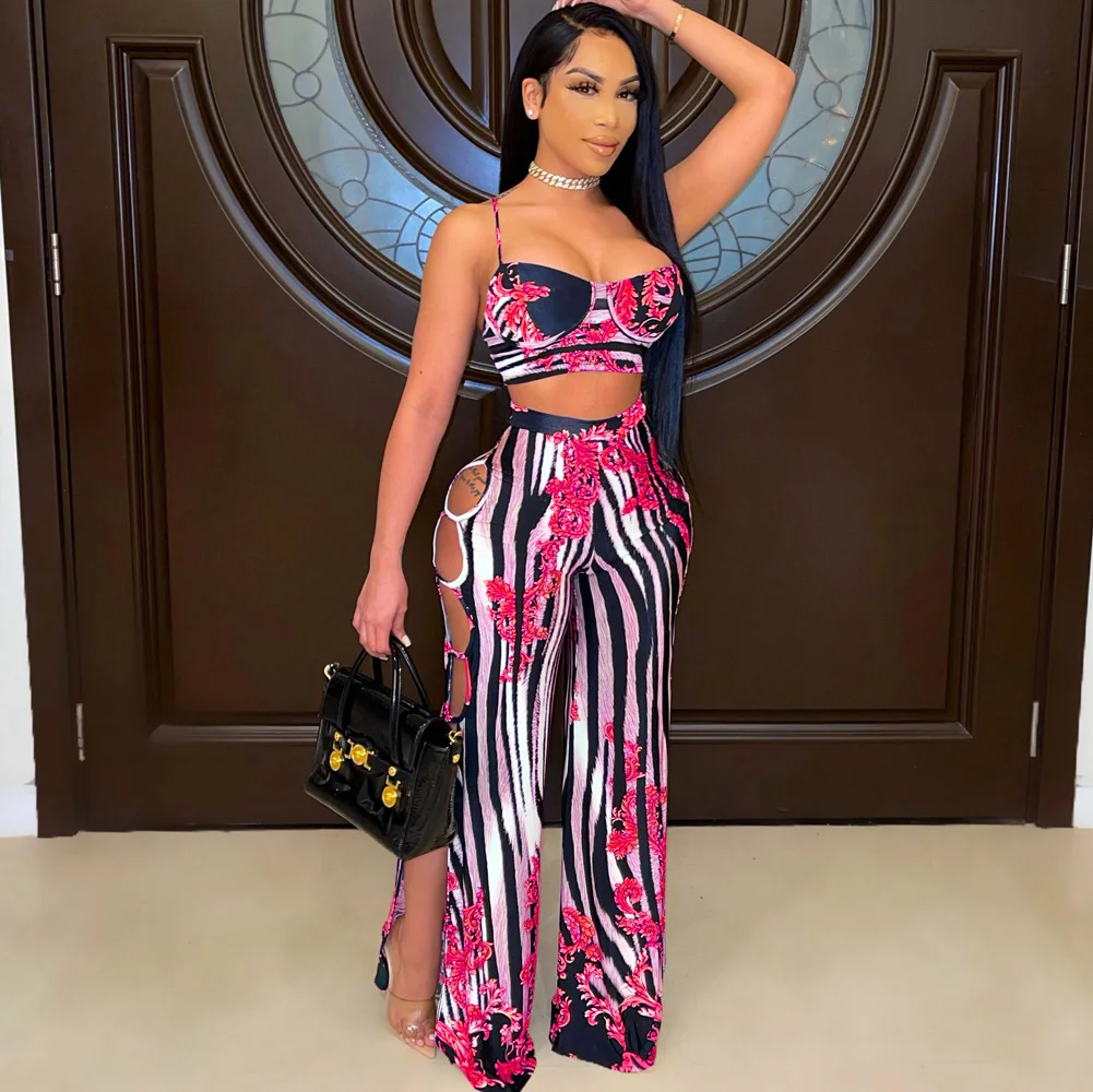 Женский летний комплект из двух предметов укороченный топ с цветочным принтом и