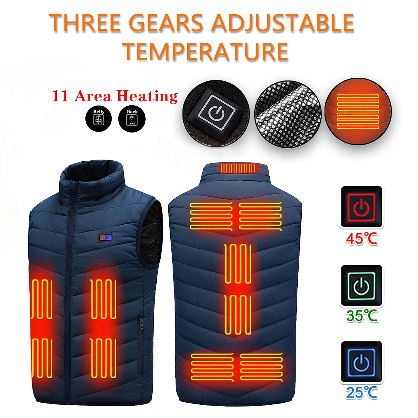 

Oversized men's and women's heating vest double control 11 heating vest electric vest jacket winter heating Vest Jacket