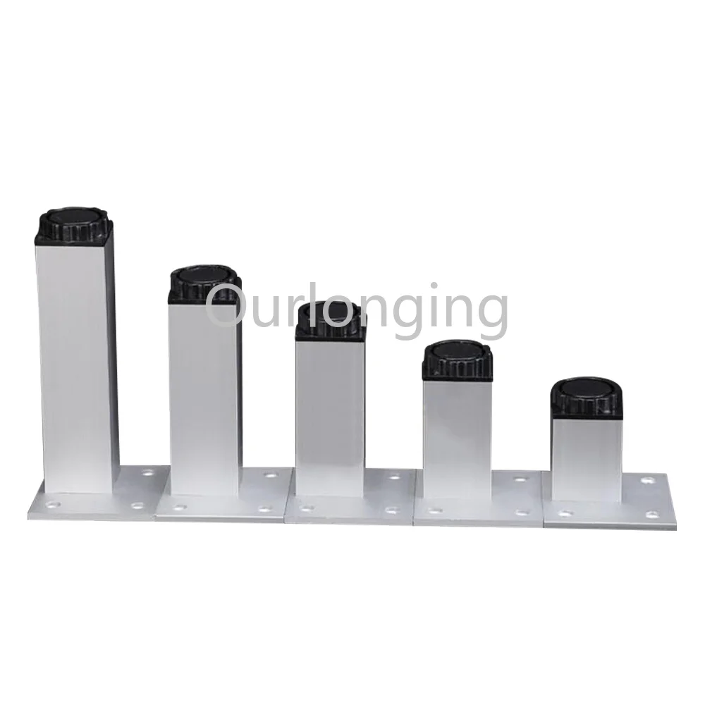 4PCS 18mm Adjustable Square Furniture Legs Cabinet Sofa 250mm Silver Aluminum alloy | Обустройство дома