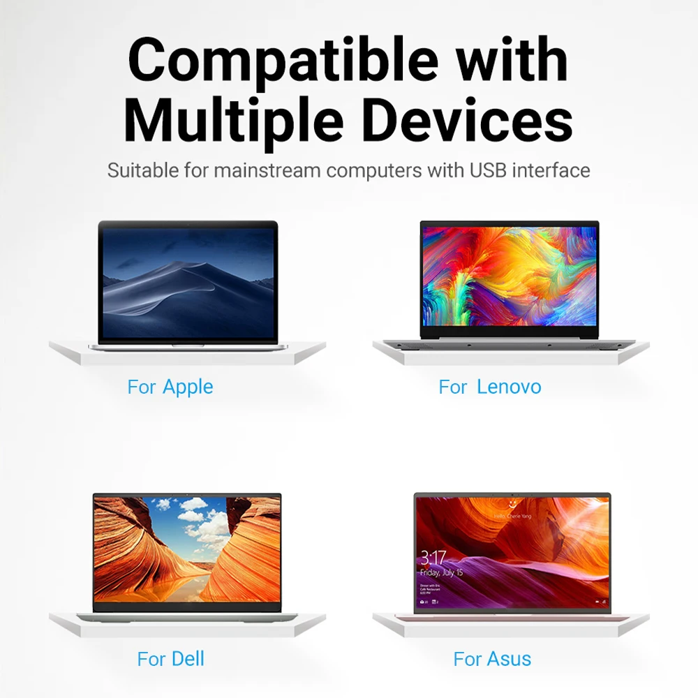 

Vention Hub 4 Ports Metal 3 Dock Adapter USB3.0 to USB3.0x3 Gigabit Network Port RJ45 Audio Video Splitter USB C Hub