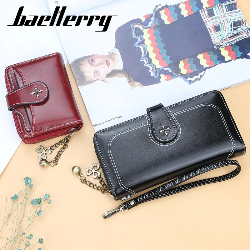 Женский короткий кошелек Baellerry из искусственной кожи бумажник с застежкой и
