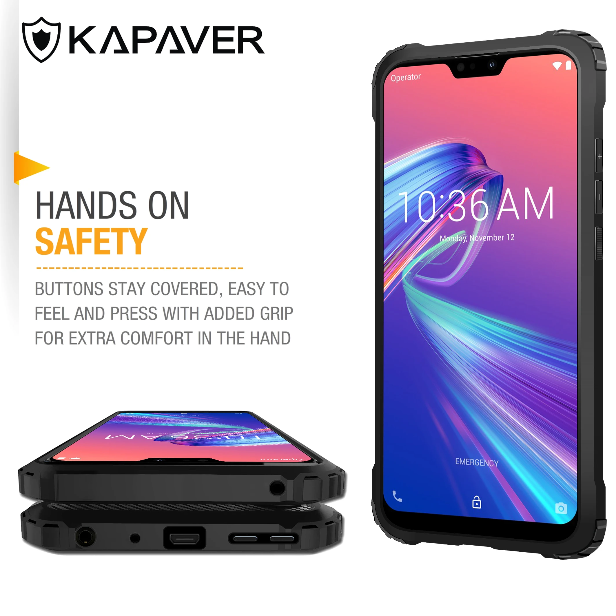 Черный чехол для Asus Zenfone Max Pro (M2) ZB631KL ударопрочный армированный из углеродного