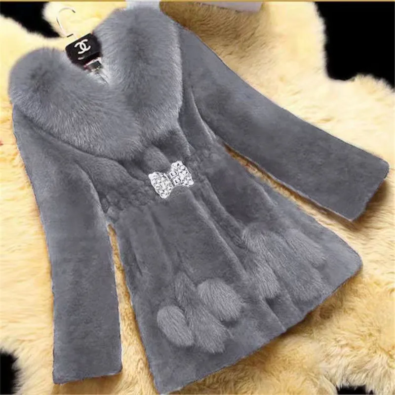 

Autumn Winter Coats Thick New Faux Rabbit Fur Jacket Long Sleeves Plus Sizes Korean Fashion Warm Outwear Furry Teddy Coat 2021