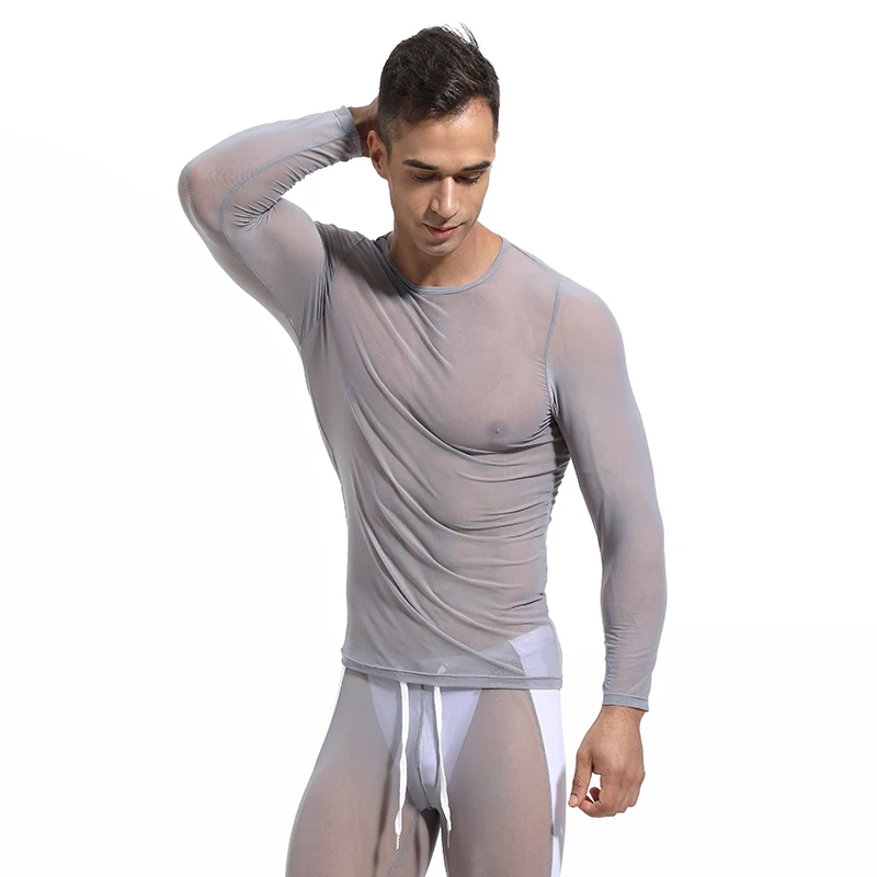 MENSSEXI 2021 Men Sportswear Long sleeve Shirt Men Gym Fitness T-shirt Male Running Sport  Bodybuilding Skinny Tee shirt Tops   