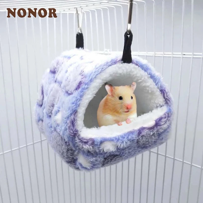 NONOR Hamster House Warm Soft Beds And Houses Rodent Cage Printed Hammock for Rats Cotton Guinea Pig Accessories Small Animal