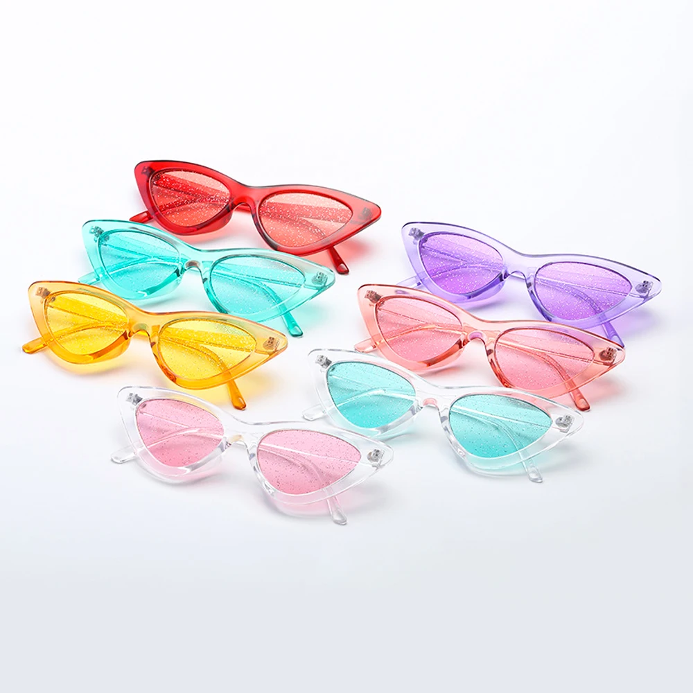 Сверкающие кошачьи глаза женские солнцезащитные очки красочные яркие цвета
