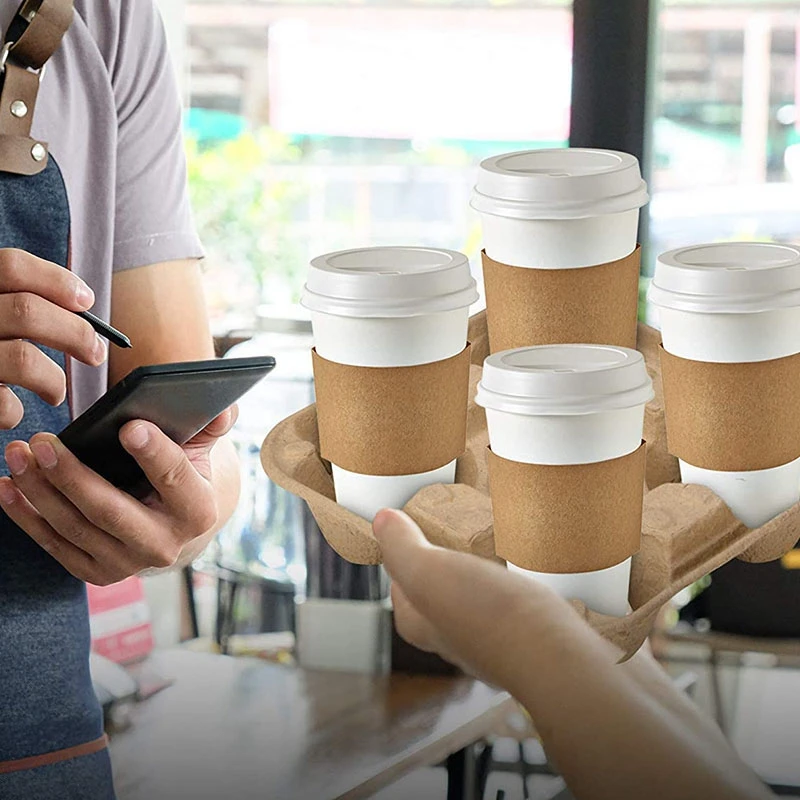4 чашки одноразовый поднос для кофе (25 шт.) подстаканник прочный держатель