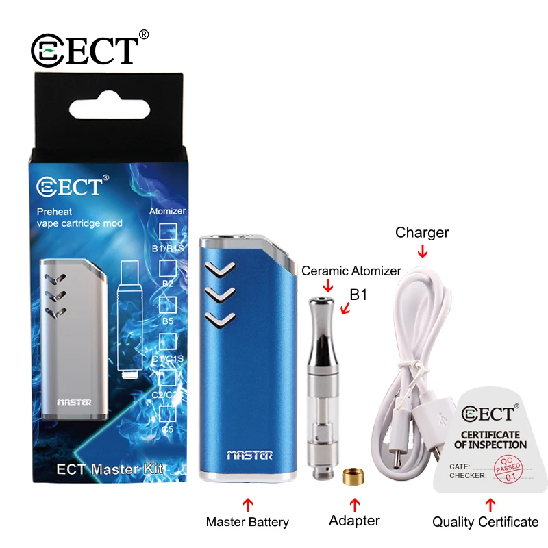 Электронная сигарета Vape Pen ECT Master 650 мАч набор испарителей с аккумулятором Preheat VV 0 5