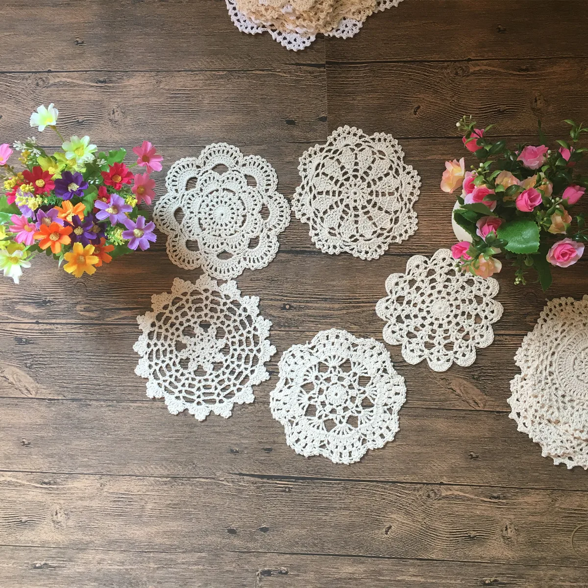 Новинка 10 шт. 100% хлопок ручная работа вязание крючком чашки коврик Coaster винтажные