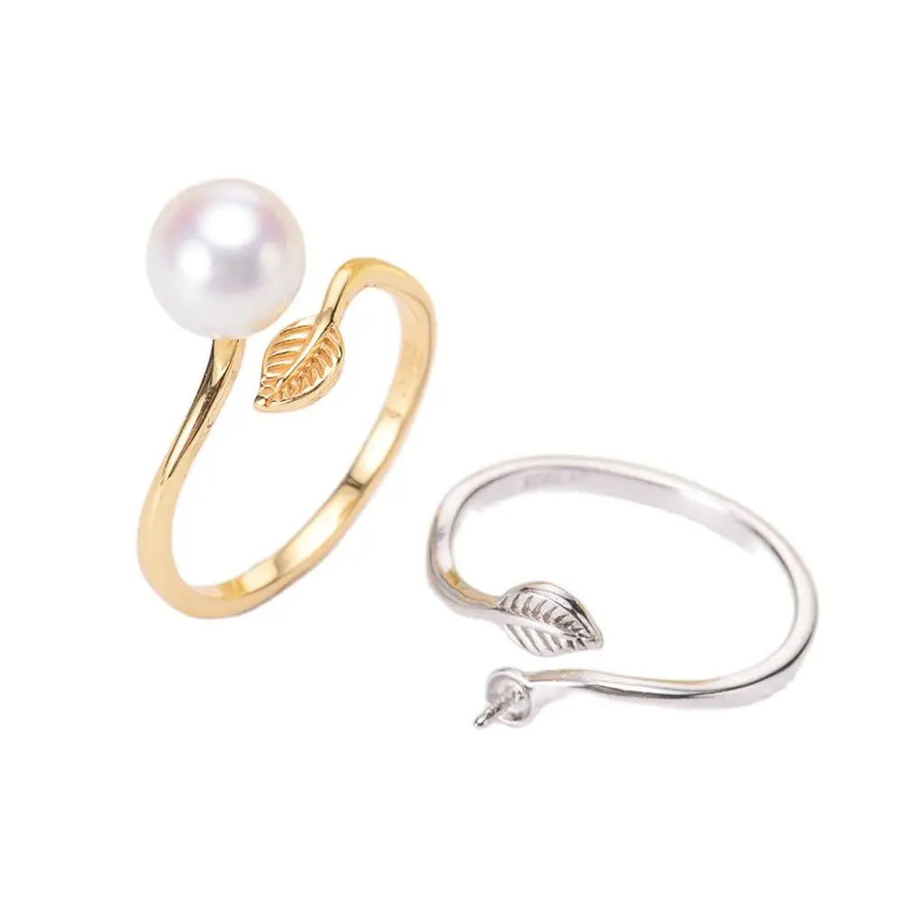 

Ring Mount Pearl Accessories Adjustable Size 925 Sterling Silver Ring Jewelry DIY No Pearl